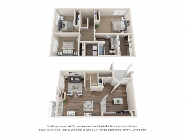 Floor plan for 3 beds, 1.5 baths, 1505 sqft